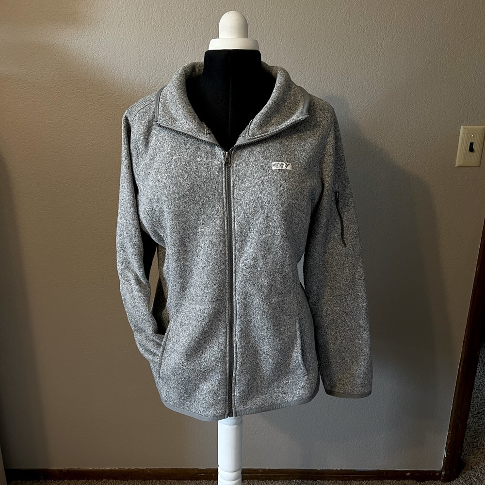 Super Soft & Comfy Heather Grey Full Zip Sweater - XL